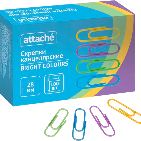 Скрепки Attache полимерные 28мм 100шт