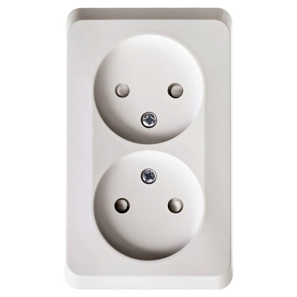 Розетка без заземления со шторкой открытая подводка 2-ая РА16-006b белая Этюд, Schneider Electric