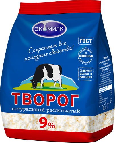 

Творог Экомилк натуральный рассыпчатый 9% 350 г