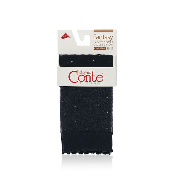 Женские капроновые носки Conte Fantasy, горох/люрекс, marino, р.23-25