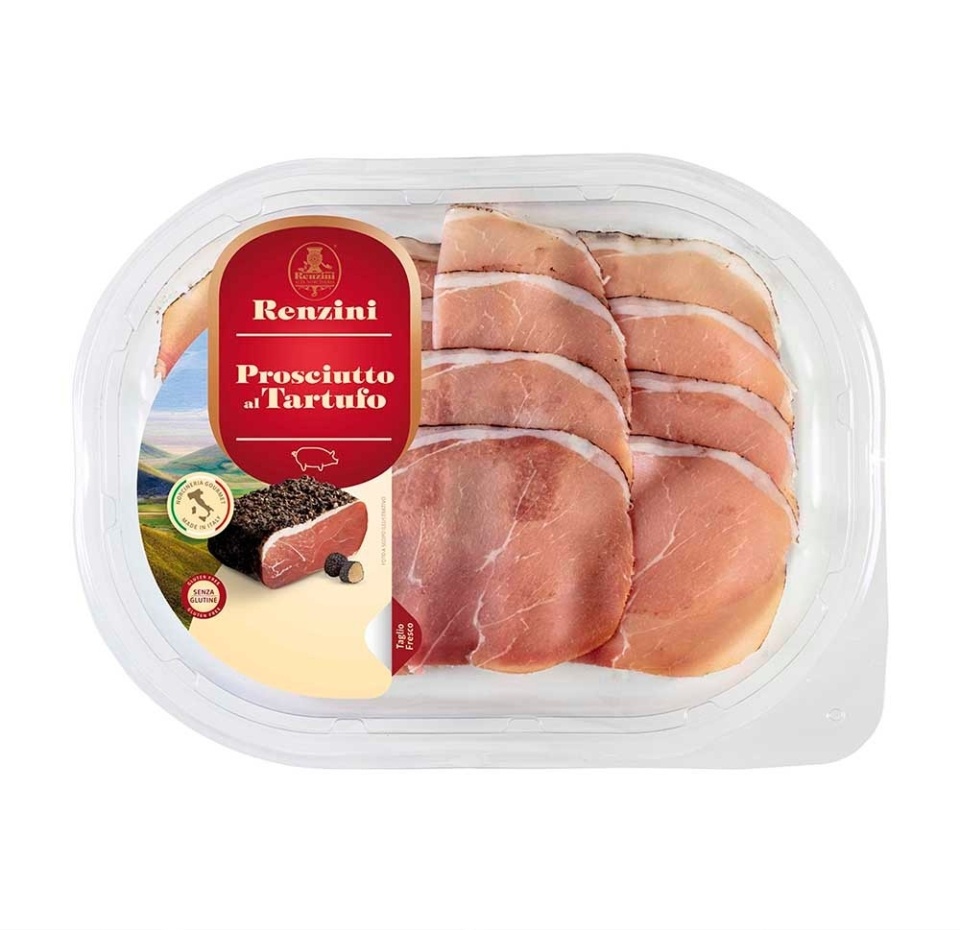 

Окорок свиной сыровяленый Proscintto al Tartufo c трюфелем, Renzini, 90 г, нарезка, Италия
