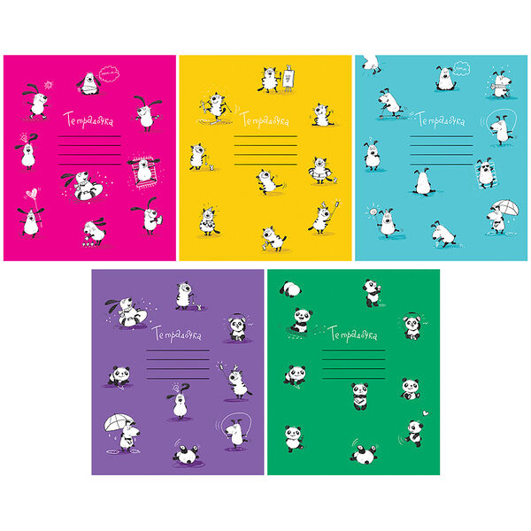 Тетрадь А5 в клетку Зверята ребятам 12 листов в ассортименте