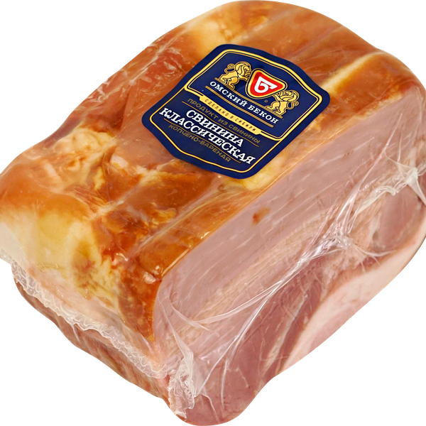 Свинина ОМСКИЙ БЕКОН Классическая к/в в/у вес до 500 г