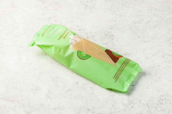 Пломбир с киви в вафельном рожке(Продукт замороженный)