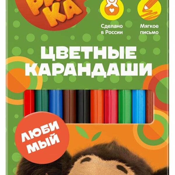 Карандаши цветные Мульти-пульти Чебурашка, 12 цветов