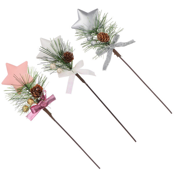 Сноу бум топпер в виде звезды декором, 12x7x3 см, пластик, полиэстер, пластик, полифом, 3 цвета