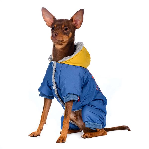 Комбинезон с капюшоном для собак Робот L голубой (унисекс)