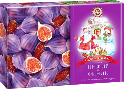 

Конфеты МИКАЕЛЛО Инжир и финик в бело-темной шоколадной глазури, в коробке , 240г