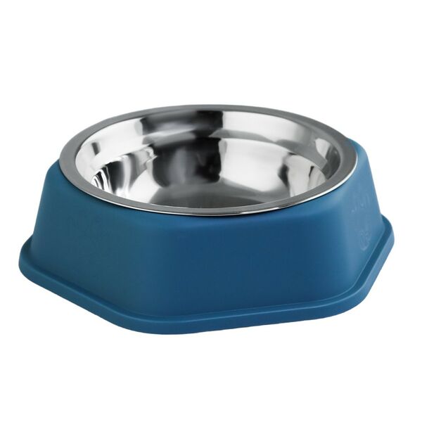 Миска для животных НЕ ОДИН ДОМА Лапка L, синяя 23х23х6см