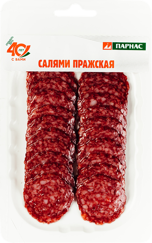 Колбаса сырокопченая ПАРНАС Салями Пражская, нарезка, 75г