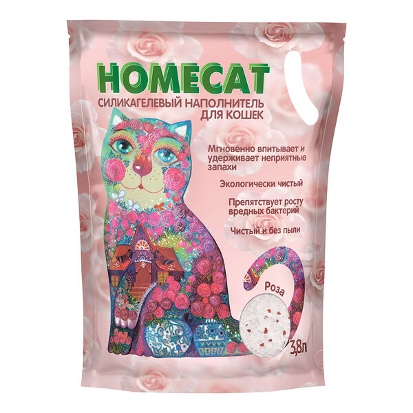 Homecat Силикагелевый наполнитель Homecat Роза 3,8 л