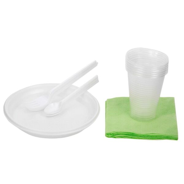 Набор одноразовой посуды Карелия, на 6 персон, пластик