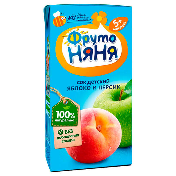 Сок ФрутоНяня 200мл яблоко и персик с 5 месяцев