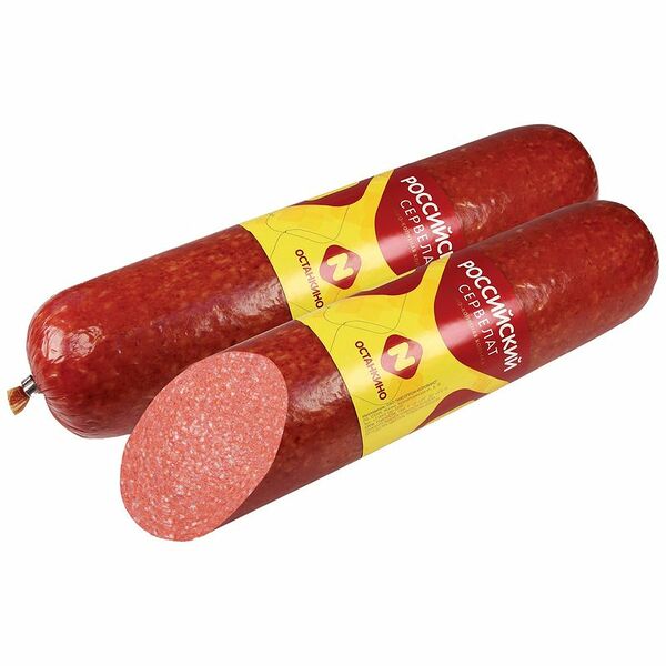 Колбаса варено-копченая Останкино, сервелат Российский