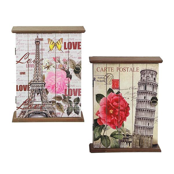 Ключница закрытая на 6 крючков 26х20х6.5 см в ассортименте