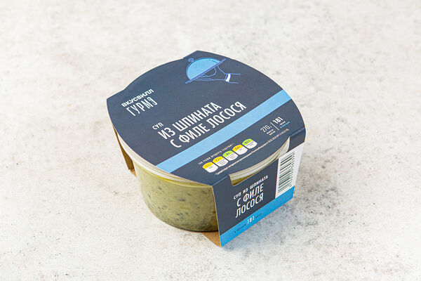 Суп из шпината с филе лосося