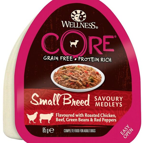Влажный корм для собак Core Small Breed из курицы с говядиной зеленой фасолью и красным перцем 85г