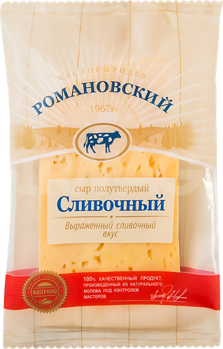 

Сыр РОМАНОВСКИЙ МАСЛОСЫРОДЕЛ Домашний 50%, без змж, 200г