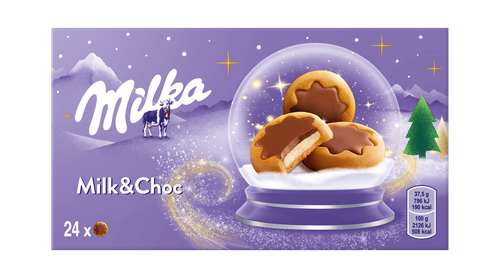 

Печенье Milka Milk & Choc с молочной начинкой, частично покрытое молочным шоколадом 150 г