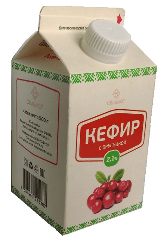 

Кефир СЛАВМО c брусникой 2,1%, без змж, 500 мл