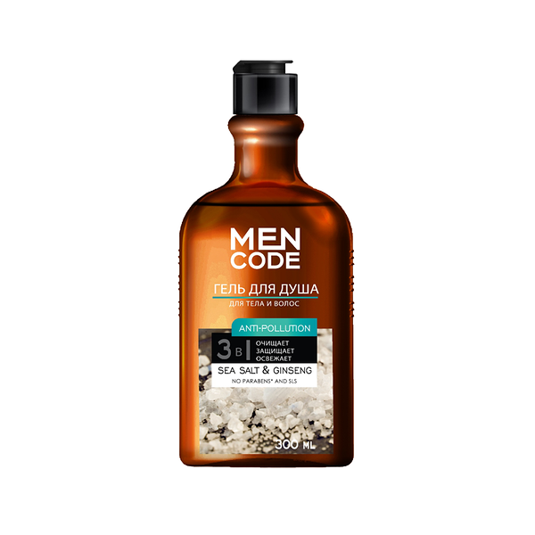 Гель для душа Men Code Anti-Pollution Sea Salt & Ginseng 300 мл