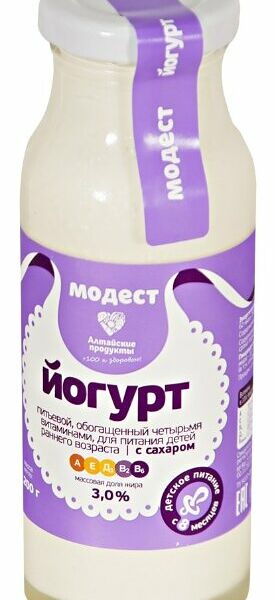 Йогурт детский Модест с сахаром с 8 месяцев 3% 200 г