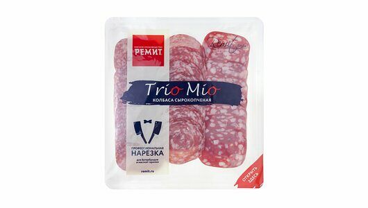 Колбасы сырокопченые Ремит Ассорти TrioMio нарезка
