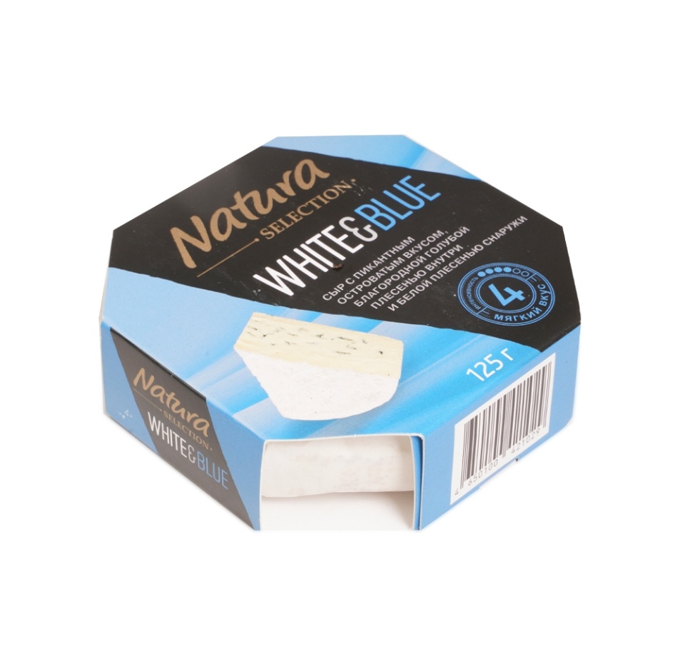 

Сыр Natura Selection White&Blue с голубой белой плесенью 60 % 125 г