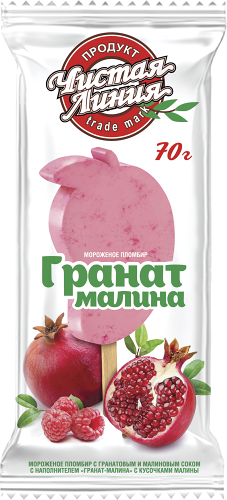 Мороженое пломбир Чистая Линия Эскимо Гранат-Малина, 70г