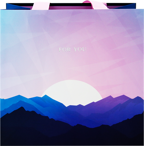 Пакет подарочный MESHU Закат, 20х20х10см, отделка фольгой, матовая ламинация