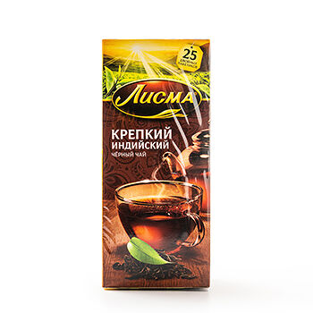 Чай черный индийский байховый Крепкий ТМ Лисма, 25 пакетиков, 50г