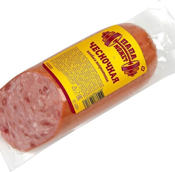 Колбаса полукопчёная Папа Может Чесночная, 420г