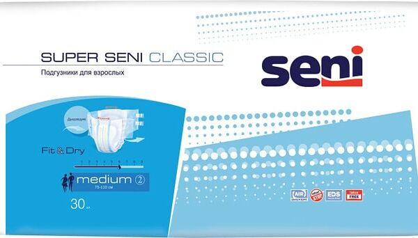 Подгузники Super Seni Classic Medium для взрослых 30шт