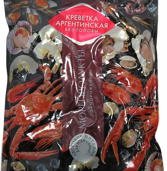 Креветки аргентинские без головы в панцире замороженные 800г