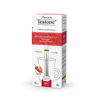 Чай чёрный «Пряный апельсин» с апельсином и перцем, Teatone, в стиках, 15 шт.*1.8 г, Россия