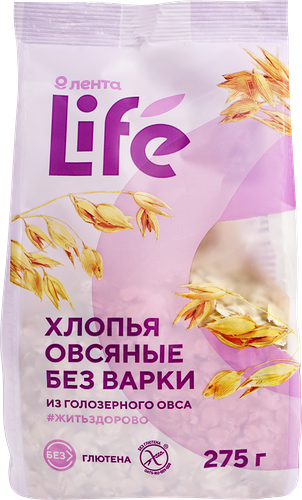 Хлопья овсяные безглютеновые Лента Life, 275г