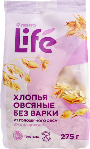 

Хлопья овсяные безглютеновые Лента Life, 275г