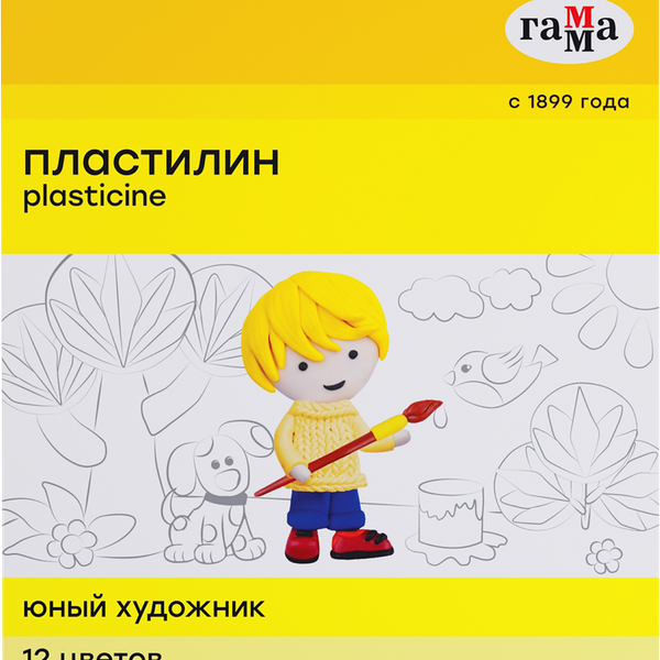 Пластилин Гамма Юный художник со стеком, 12 цветов
