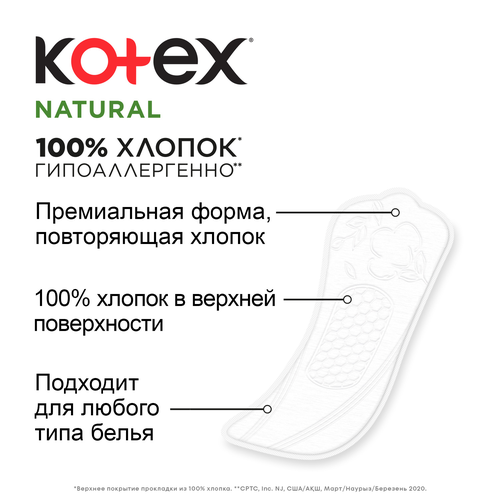 

Прокладки Kotex Natural ежедневные Нормал 20 шт.