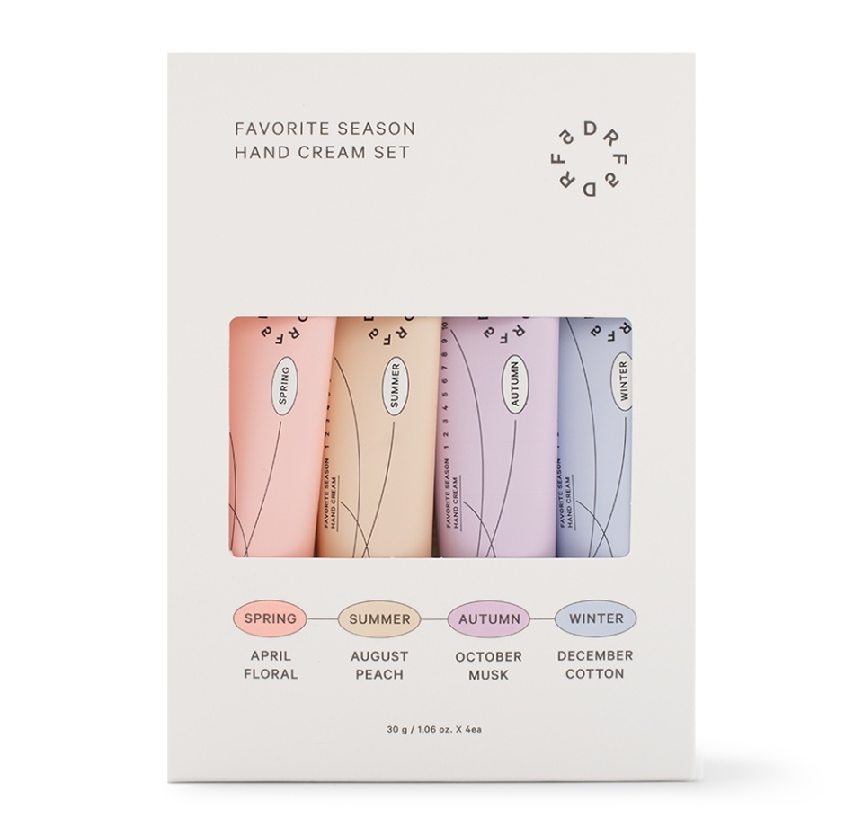 

Подарочный набор DR.F5 Любимый сезон питательные парфюмированные крема для рук 30г, 4 шт., Республика Корея