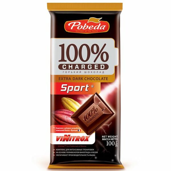 Шоколад горький Победа Вкуса Чаржед спорт, 100г