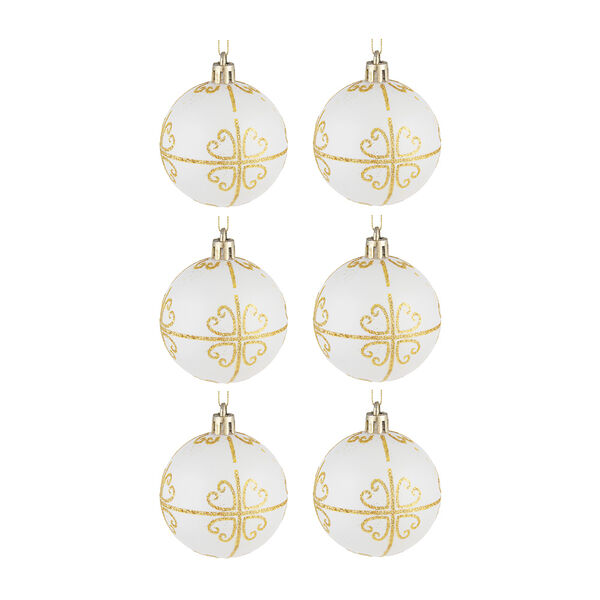 Сноу бум набор шаров 6х6 см, белый с золотом, пластик, арт.23-62