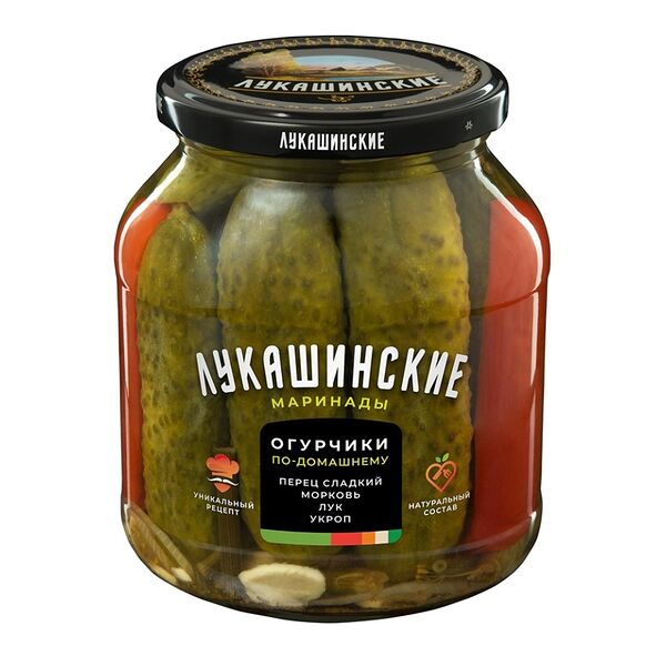 Огурчики по-домашнему Лукашинские маринады со сладким перцем 670 г