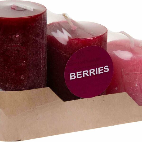 Свеча парафиновая столбик аромат ягоды 48×50/70/90 мм, 3 шт.