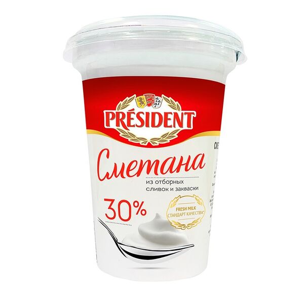 Сметана из отборных сливок и закваски President 30%