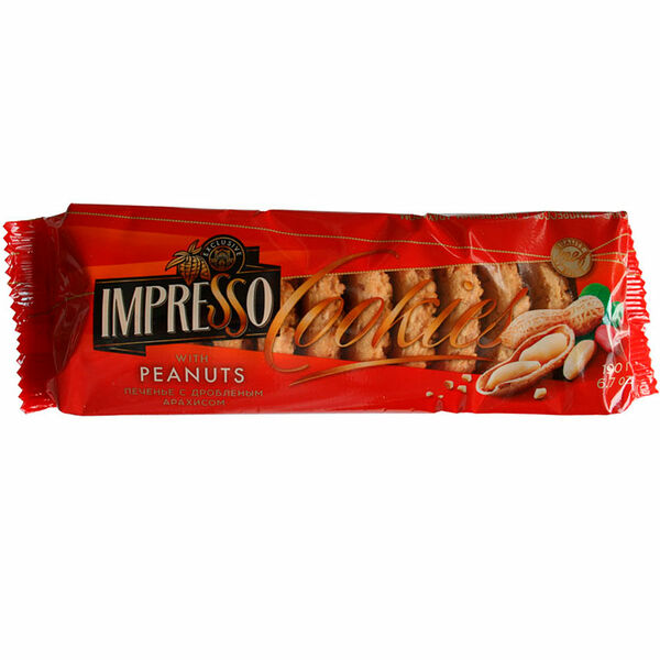 Печенье ИМПРЕССО с дробленым арахисом (флоу-пак) вес 190г Спартак