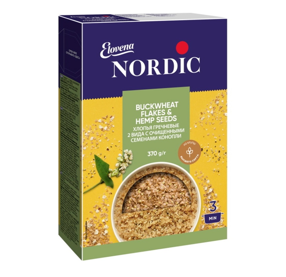 

Хлопья гречневые 2 видов Nordic с очищенными семенами конопли
