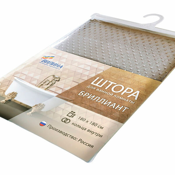 Штора в ванную Бриллиант сатин 180х180см