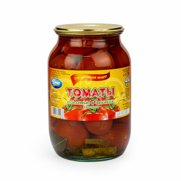 Томаты Памир 1000гр с Зеленью в Заливке ст/б
