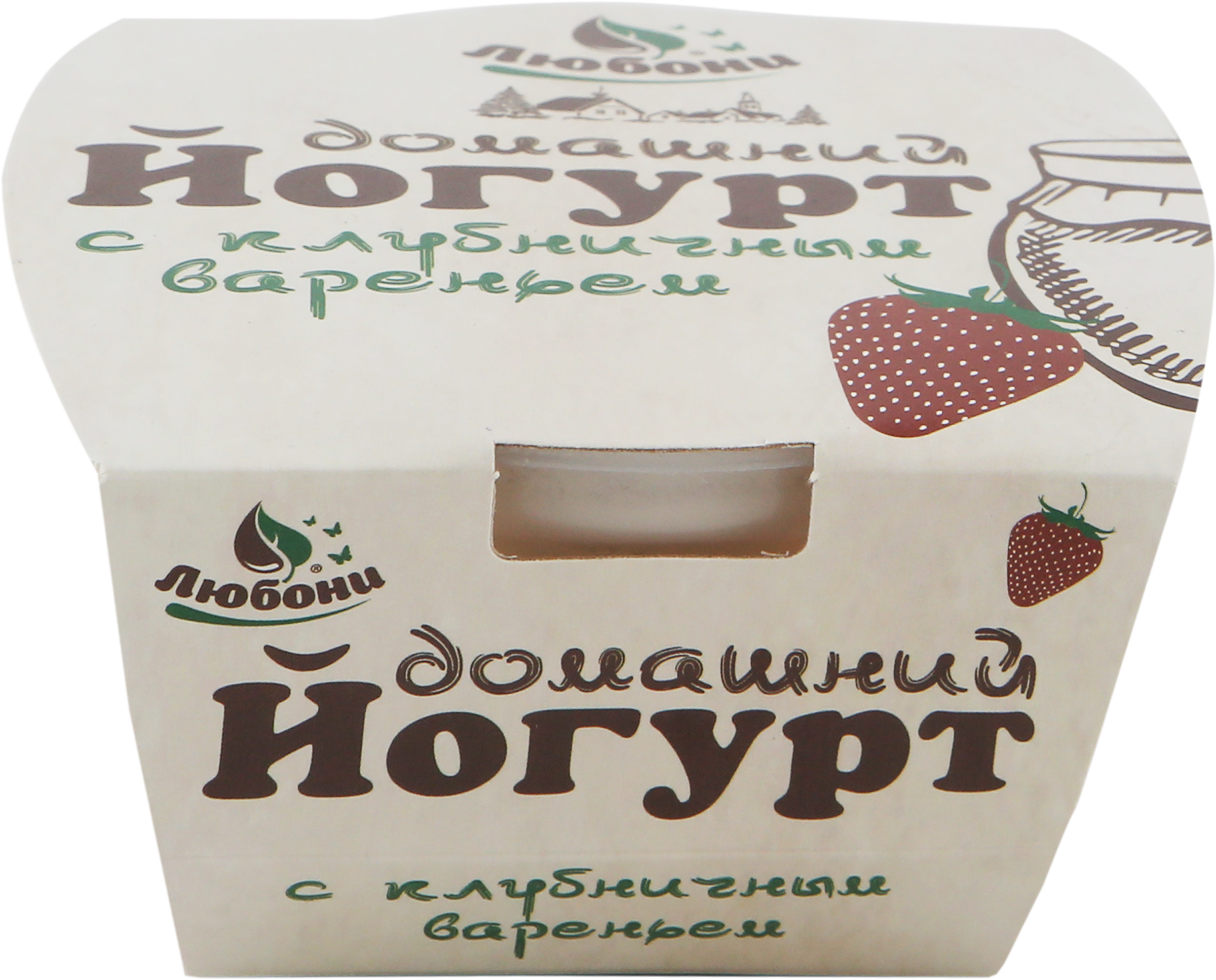 

Йогурт ЛЮБОНИ Домашний с клубничным вареньем 3,8%, без змж 150 г